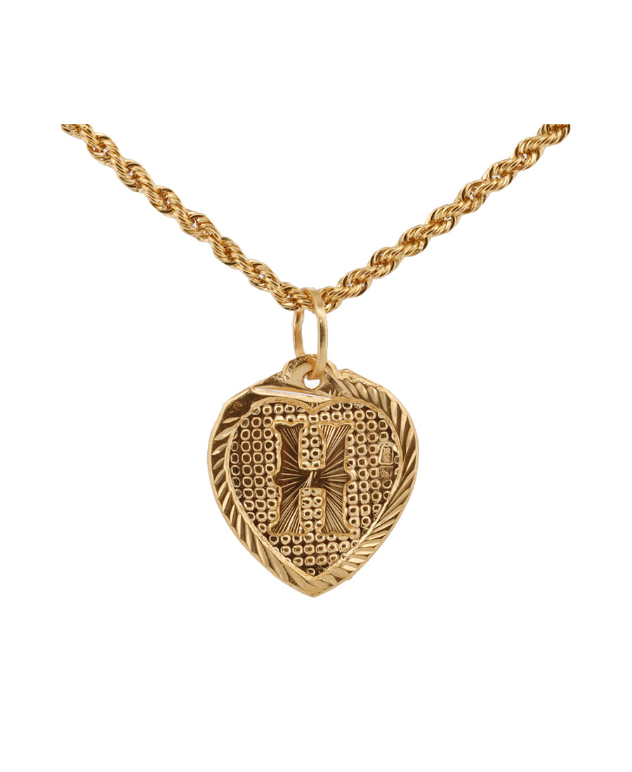 Gold Heart Pendant Necklace with Letter H – 0.60g | Bigeasy Jewellers