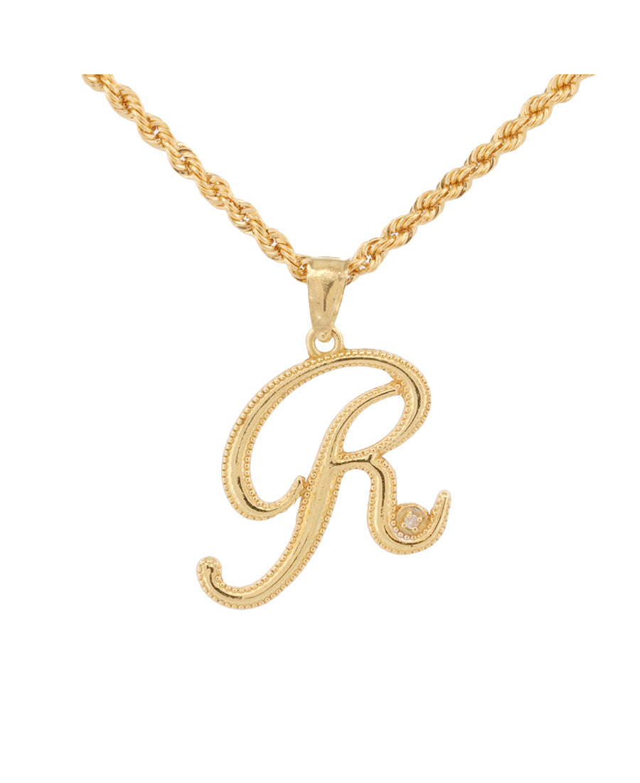 Gold Initial Pendant Necklace – Letter R, 1.05g | Bigeasy Jewellers