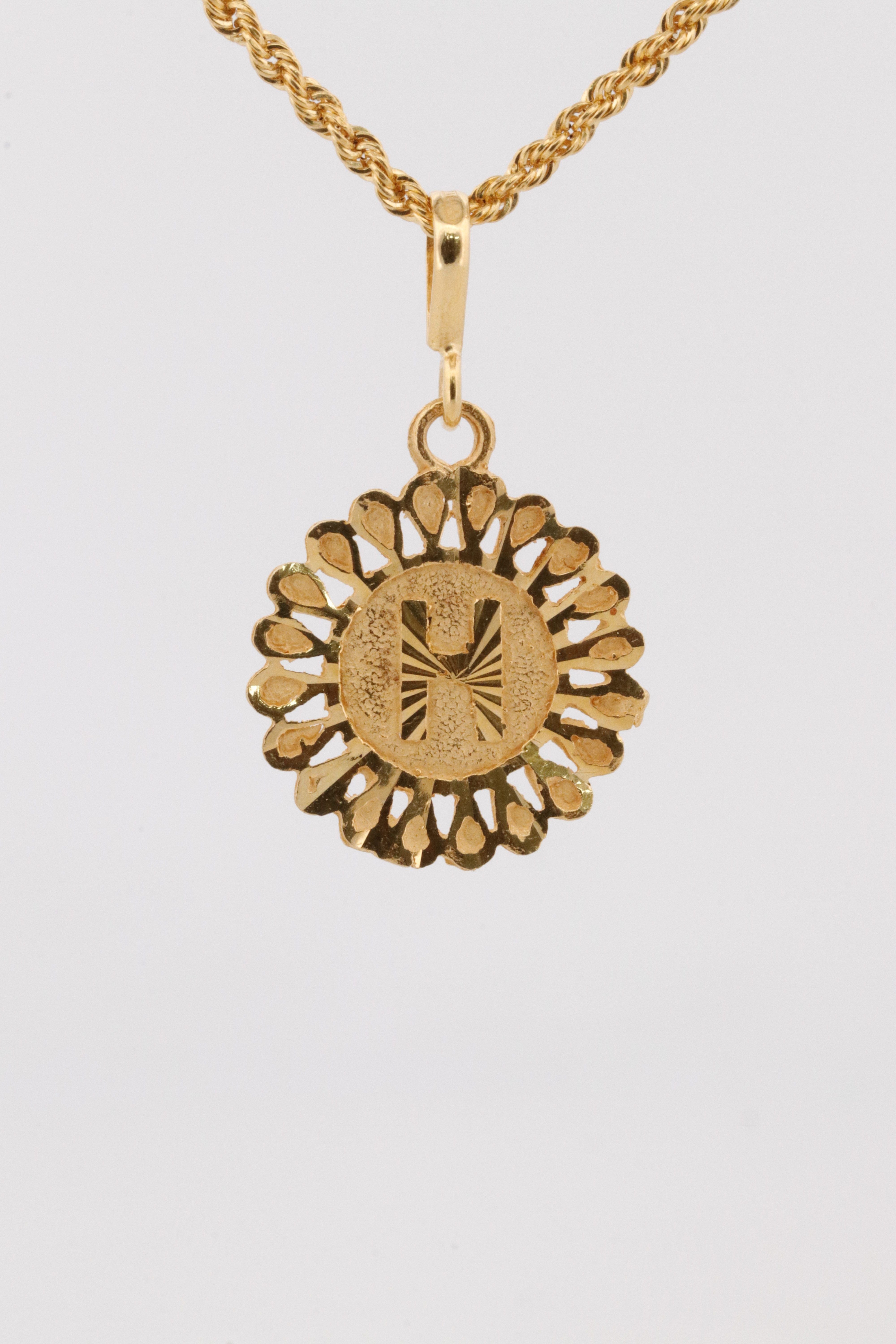 Gold Letter K Pendant Necklace – 1.38g Sunburst Design | Bigeasy Jewellers