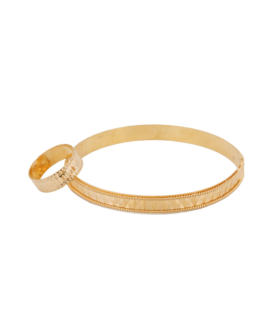 Gold Textured Bangle with Ring Set – 13.2g | Bigeasy Jewellers