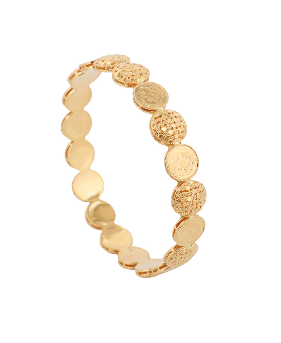 Bigeasy Jewellers 22K Gold Coin-Design Bangle – 18g, Size 2.5