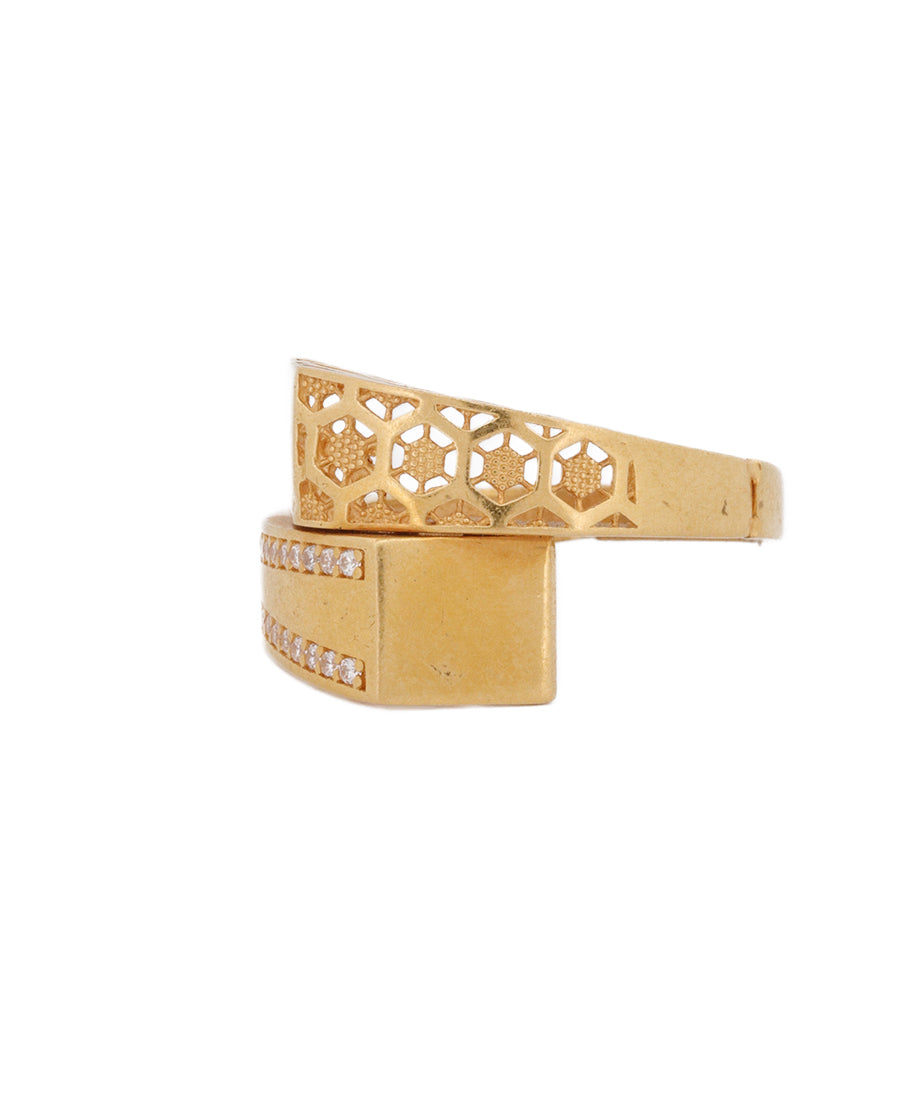 22K Gold Modern Geometric Ring – 5.7g Diamond-Accent | Bigeasy Jewellers