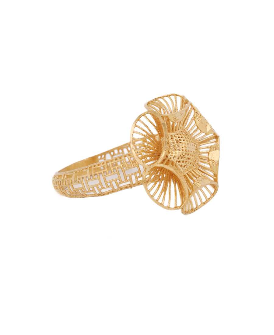 22K Gold Floral Filigree Ring – 3.45g Elegant Jewelry | Bigeasy Jewellers
