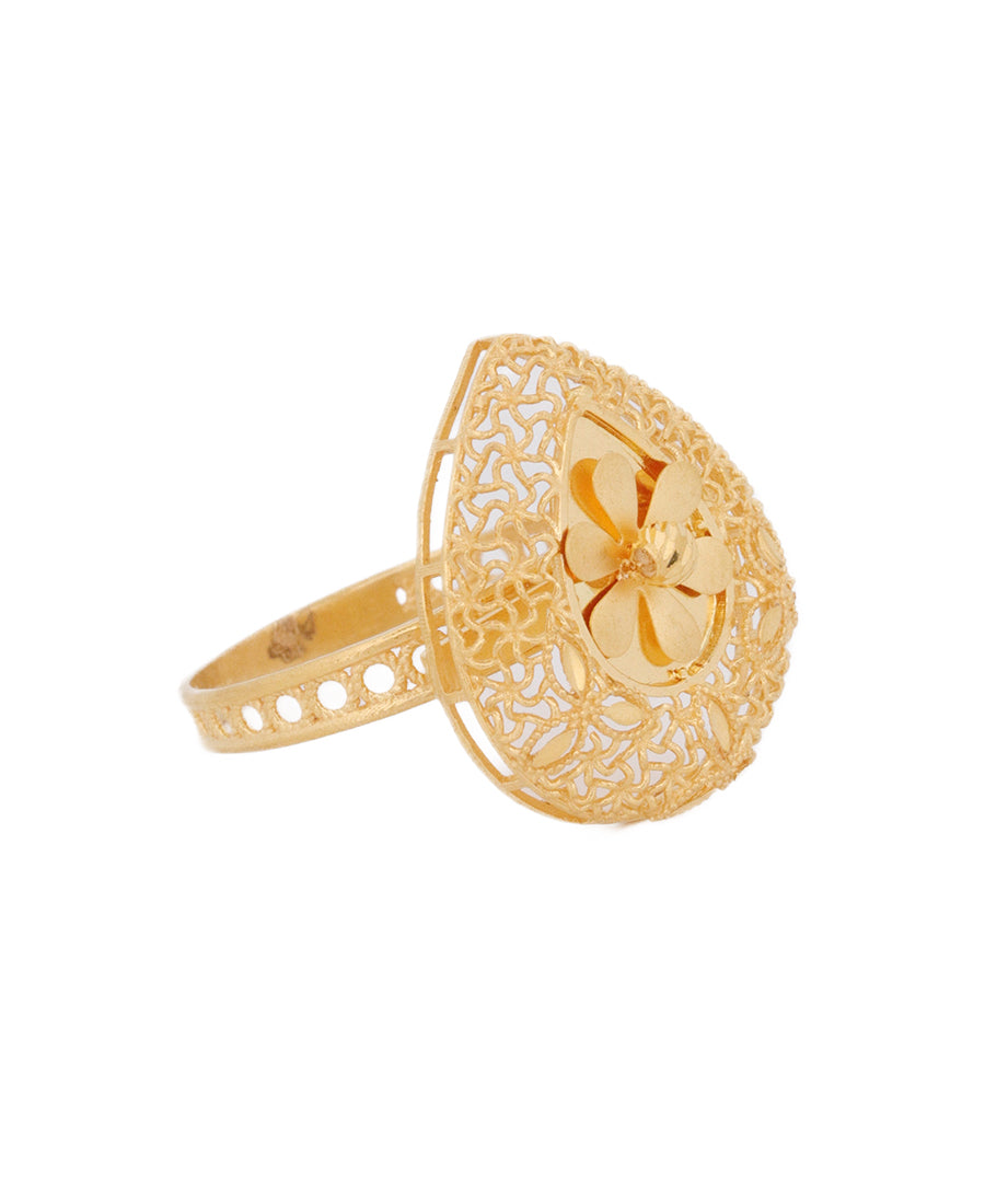 22K Gold Floral Filigree Ring – 3.25g Delicate Jewelry | Bigeasy Jewellers