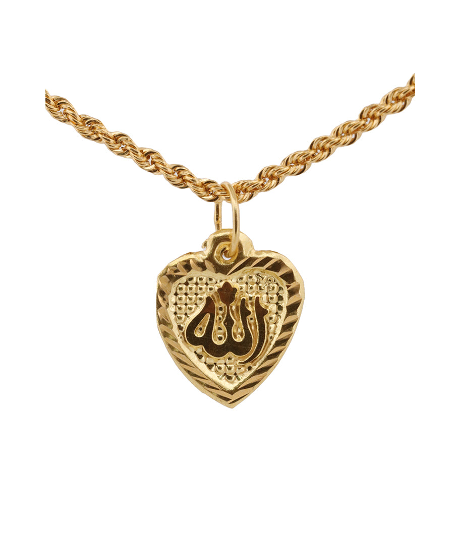 Gold Allah Heart Pendant Necklace – 0.35g | Bigeasy Jewellers