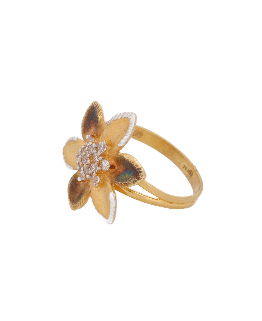 22K Gold Floral Diamond-Accent Ring – 4.1g Elegant Jewelry | Bigeasy Jewellers