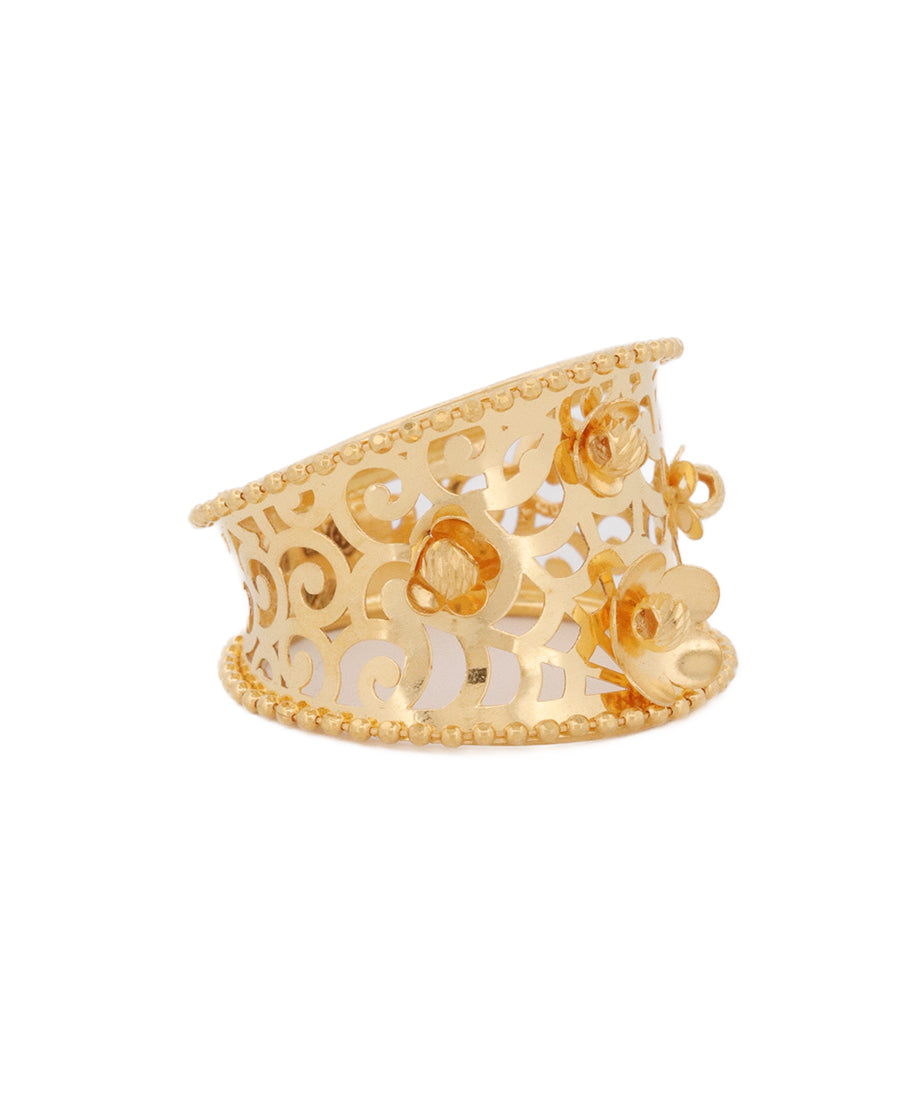 22K Gold Wide Floral Filigree Ring – 3.97g Elegant Jewelry | Bigeasy Jewellers