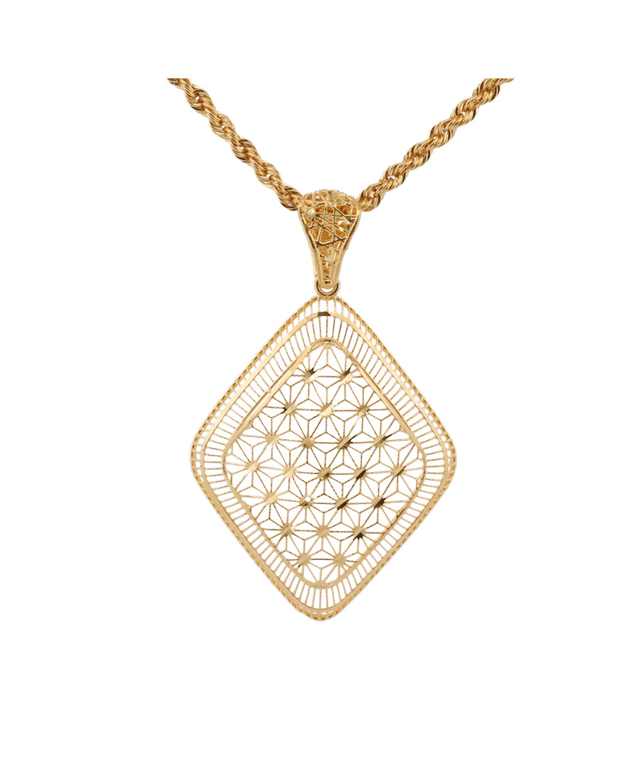 Gold Diamond-Shaped Filigree Pendant – 2.34g | Bigeasy Jewellers