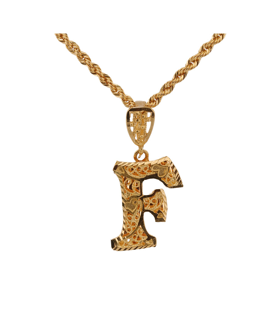 Gold Letter F Pendant Necklace – 2.5g, 0.7in | Bigeasy Jewellers