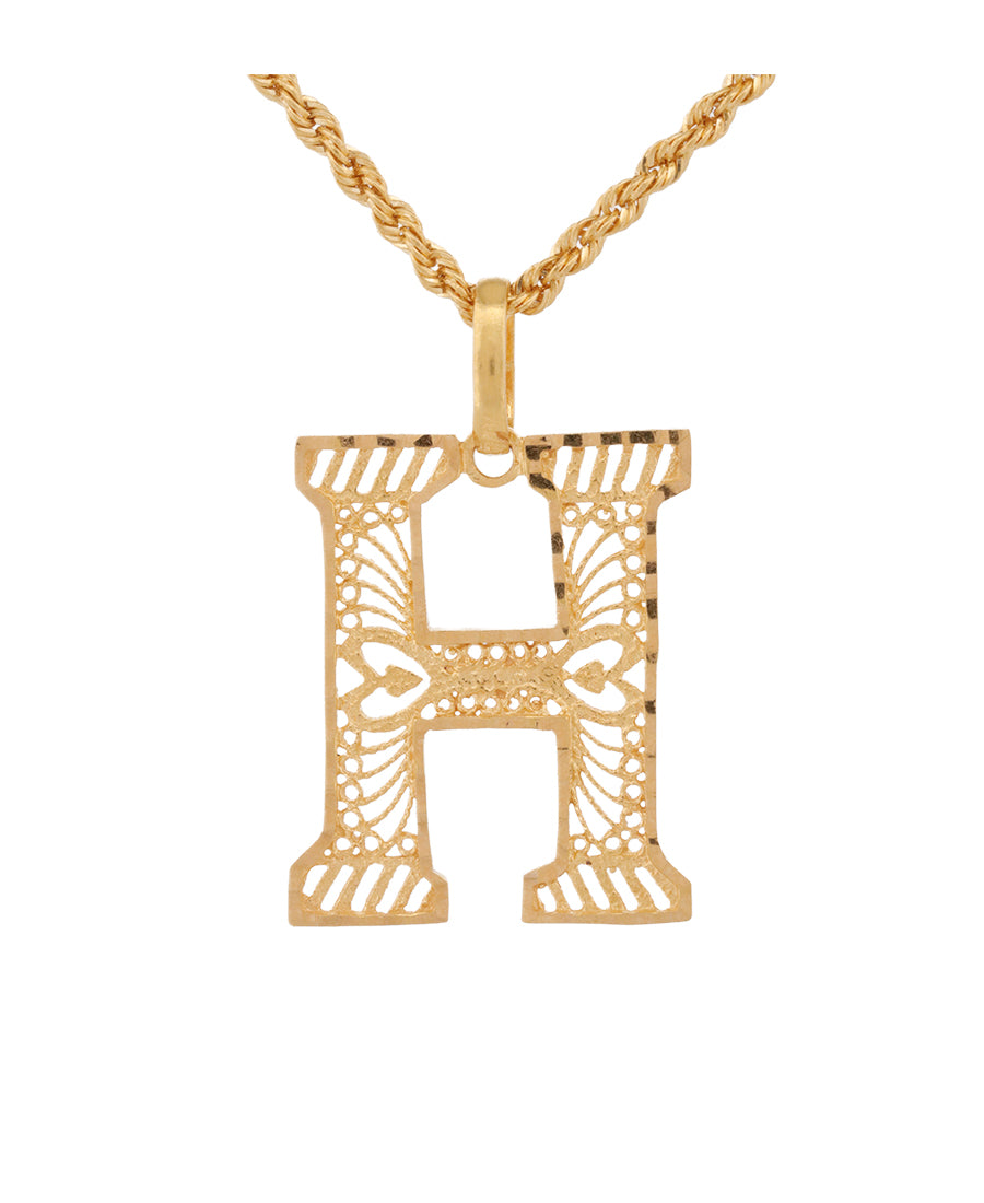 Gold Letter H Pendant Necklace – 2.97g, 1in | Bigeasy Jewellers