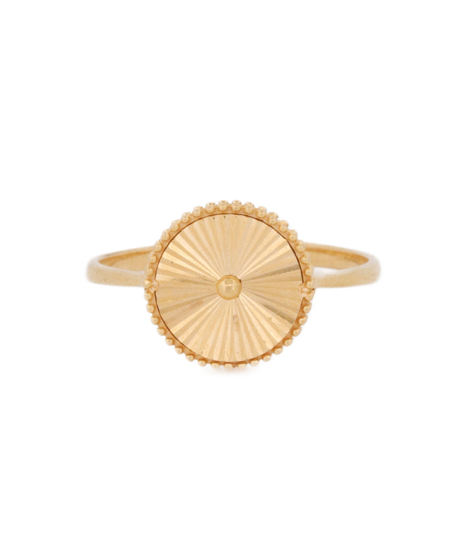 21K Gold Sunburst Round Ring – 2.4g Minimalist Design by Bigeasy Jewellers