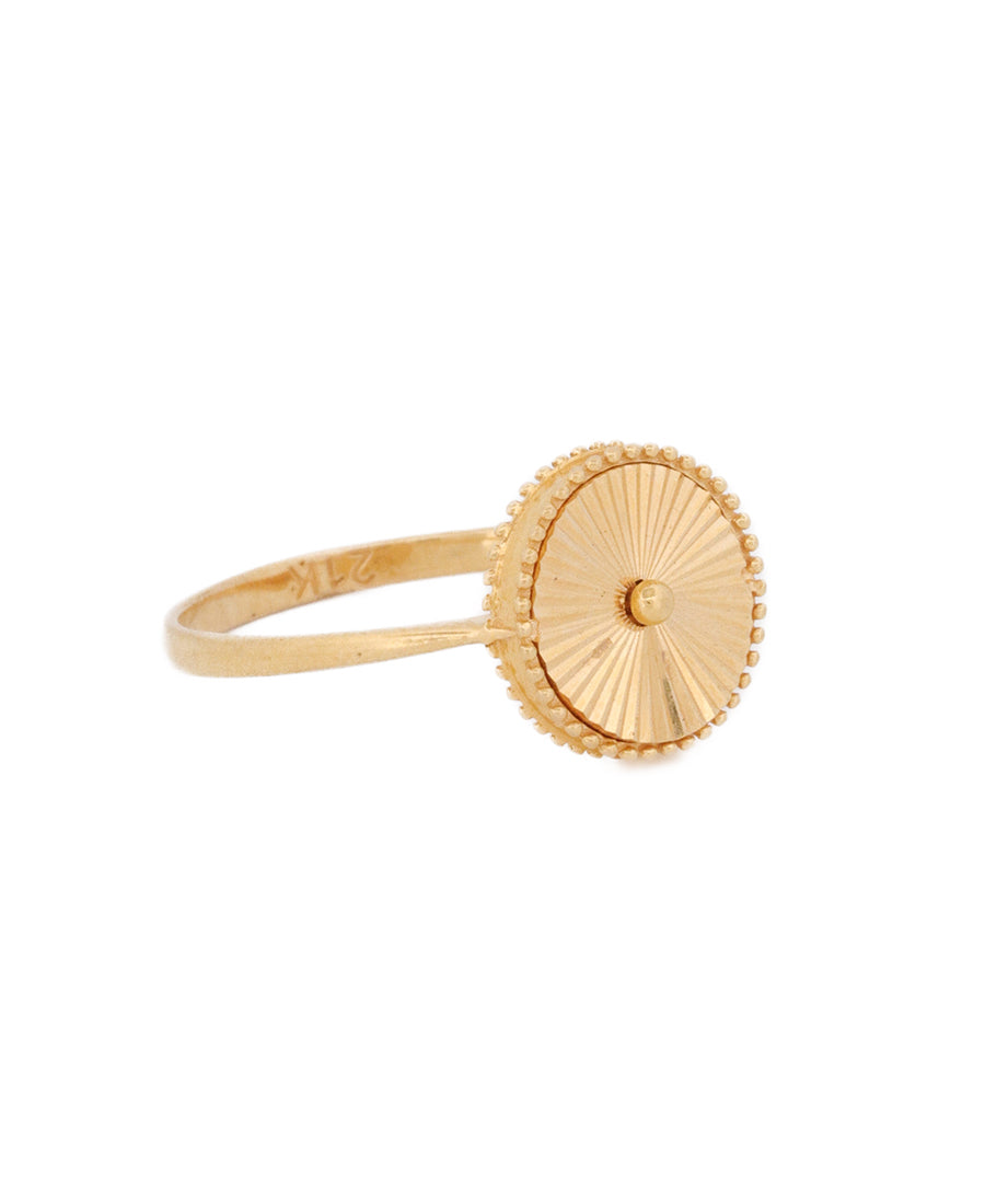 21K Gold Sunburst Round Ring – 2.4g Minimalist Design by Bigeasy Jewellers
