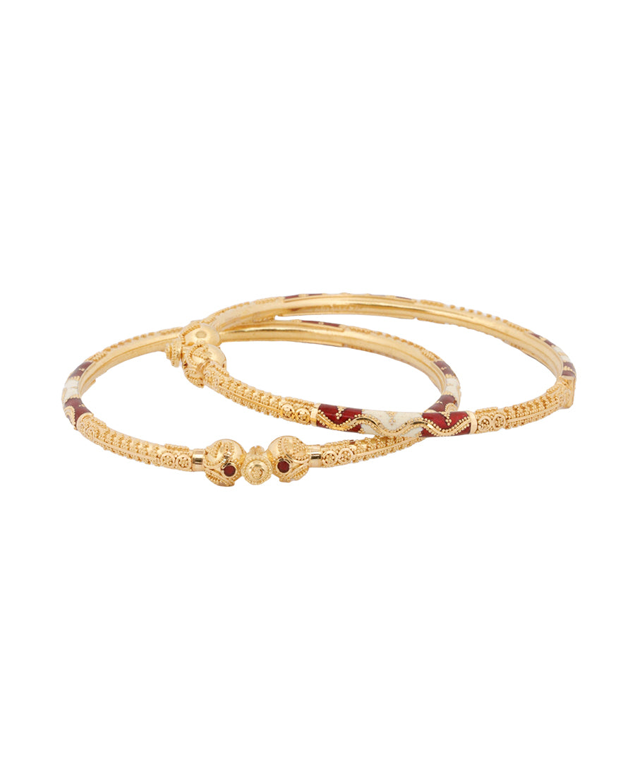 Bigeasy Jewellers 22K Gold Bangle with Enamel – 23.75g, Size 2.5
