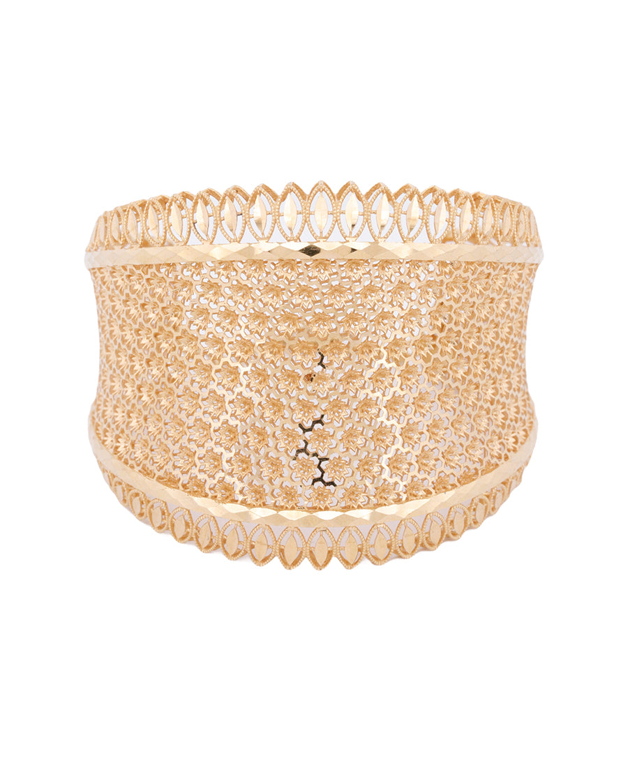 Bigeasy Jewellers 22K Wide Filigree Gold Bangle – 27.32g, Size 2.2