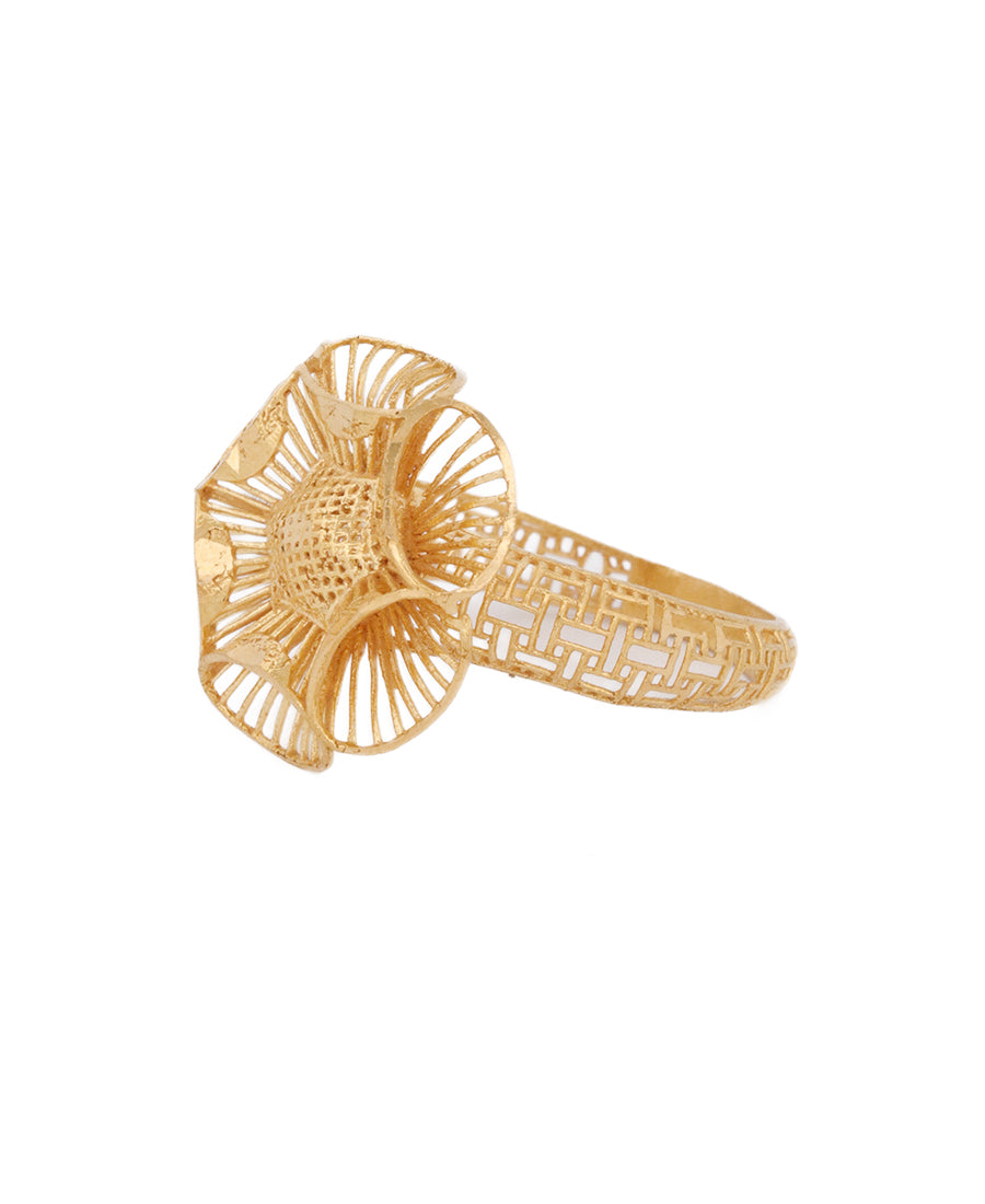 22K Gold Floral Filigree Ring – 3.45g Elegant Jewelry | Bigeasy Jewellers