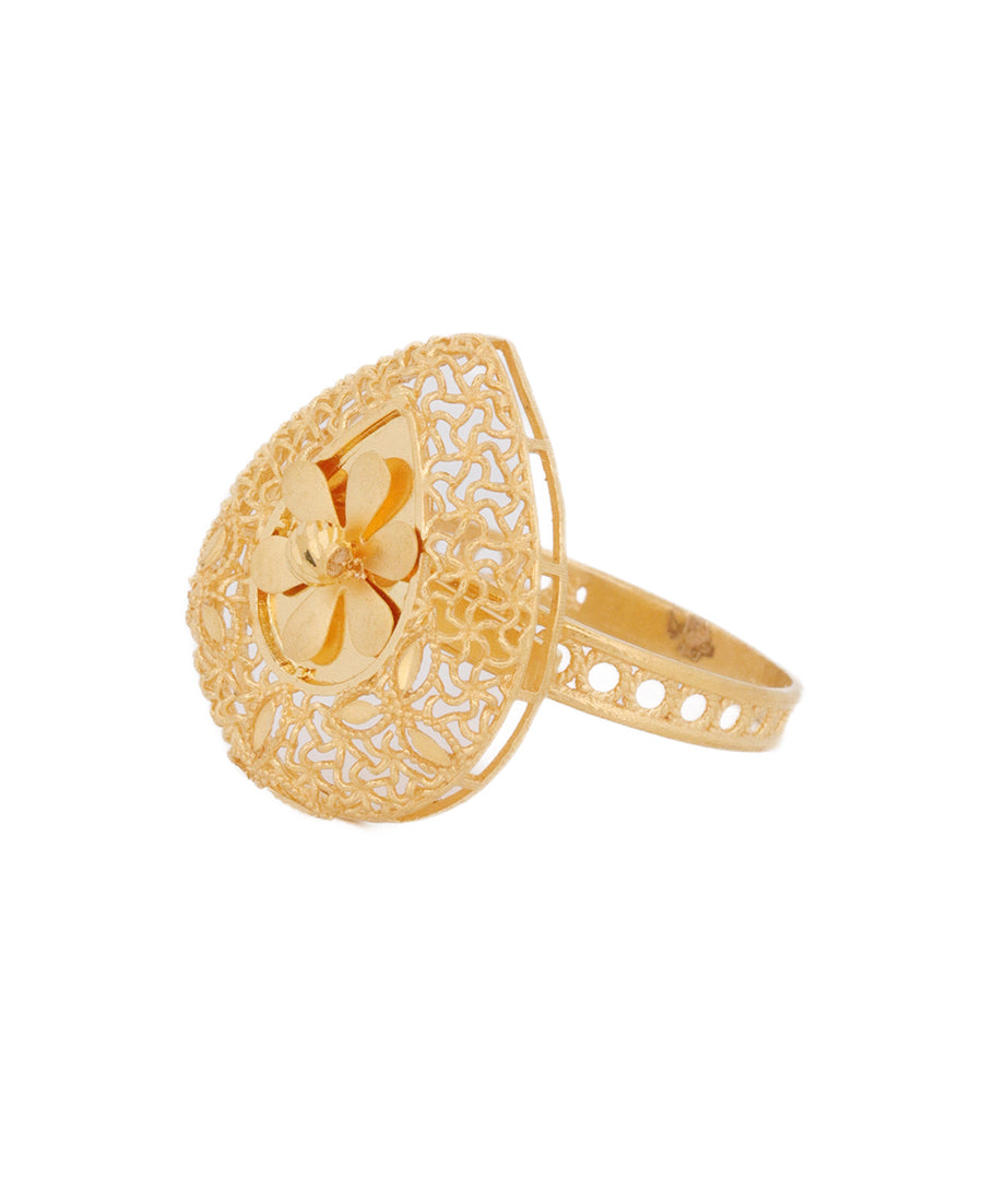 22K Gold Floral Filigree Ring – 3.25g Delicate Jewelry | Bigeasy Jewellers