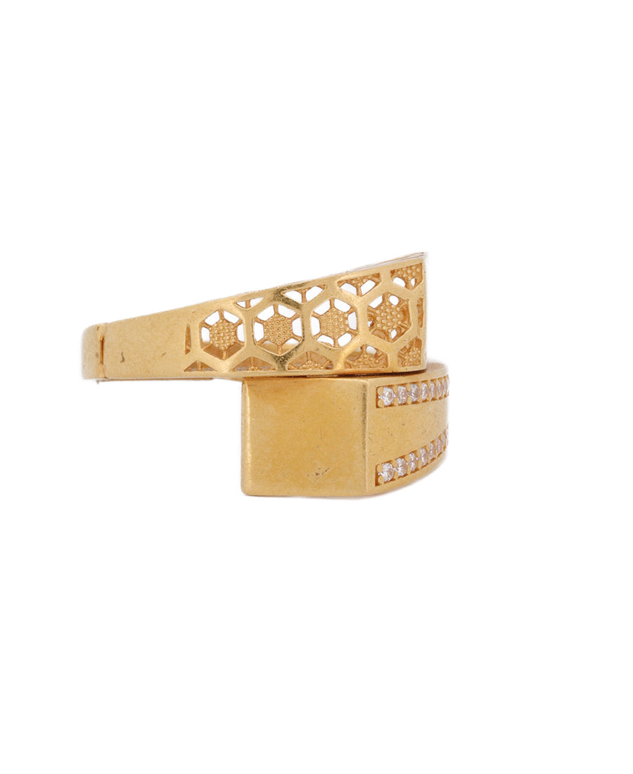 22K Gold Modern Geometric Ring – 5.7g Diamond-Accent | Bigeasy Jewellers