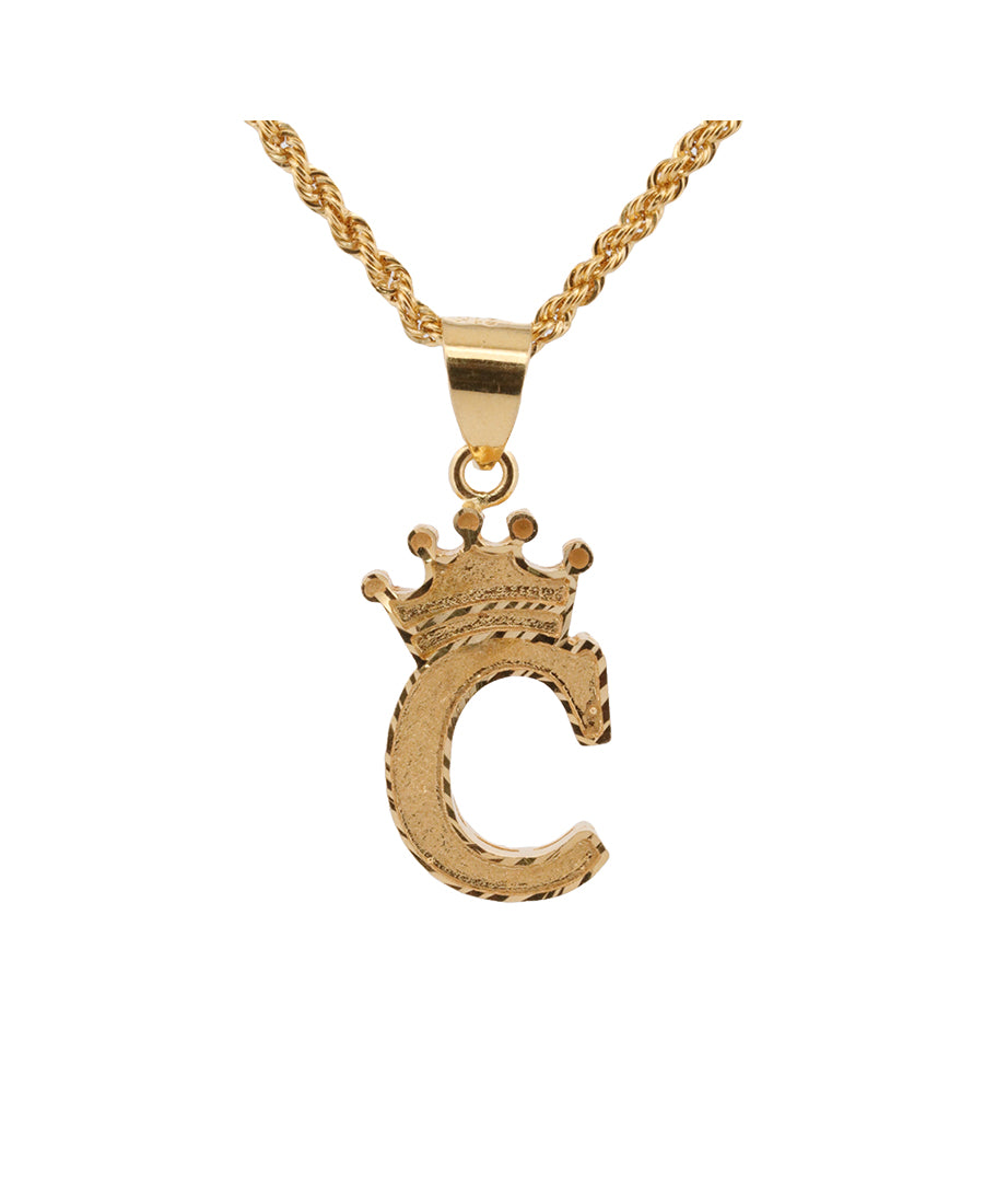 Gold Letter C Crown Pendant Necklace – 3.23g | Bigeasy Jewellers