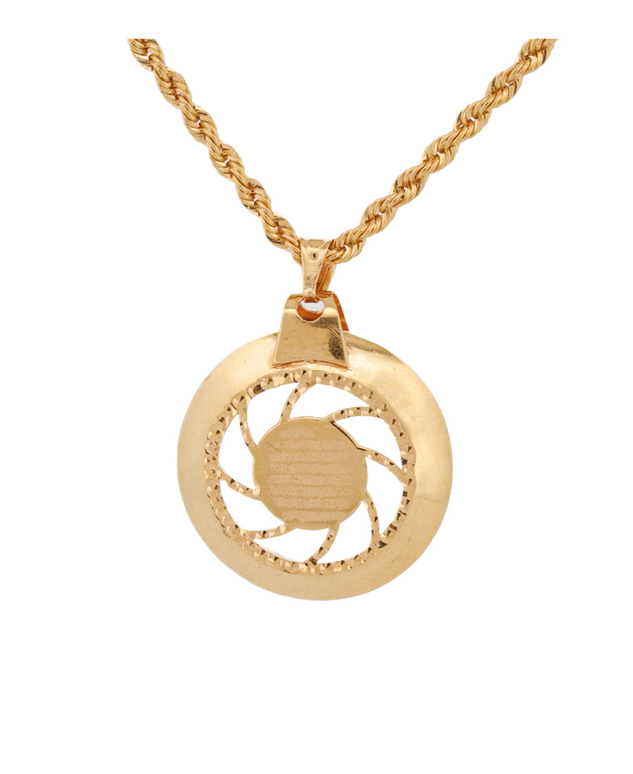 Gold Round Cutout Pendant Necklace – 3.6g, 1in | Bigeasy Jewellers
