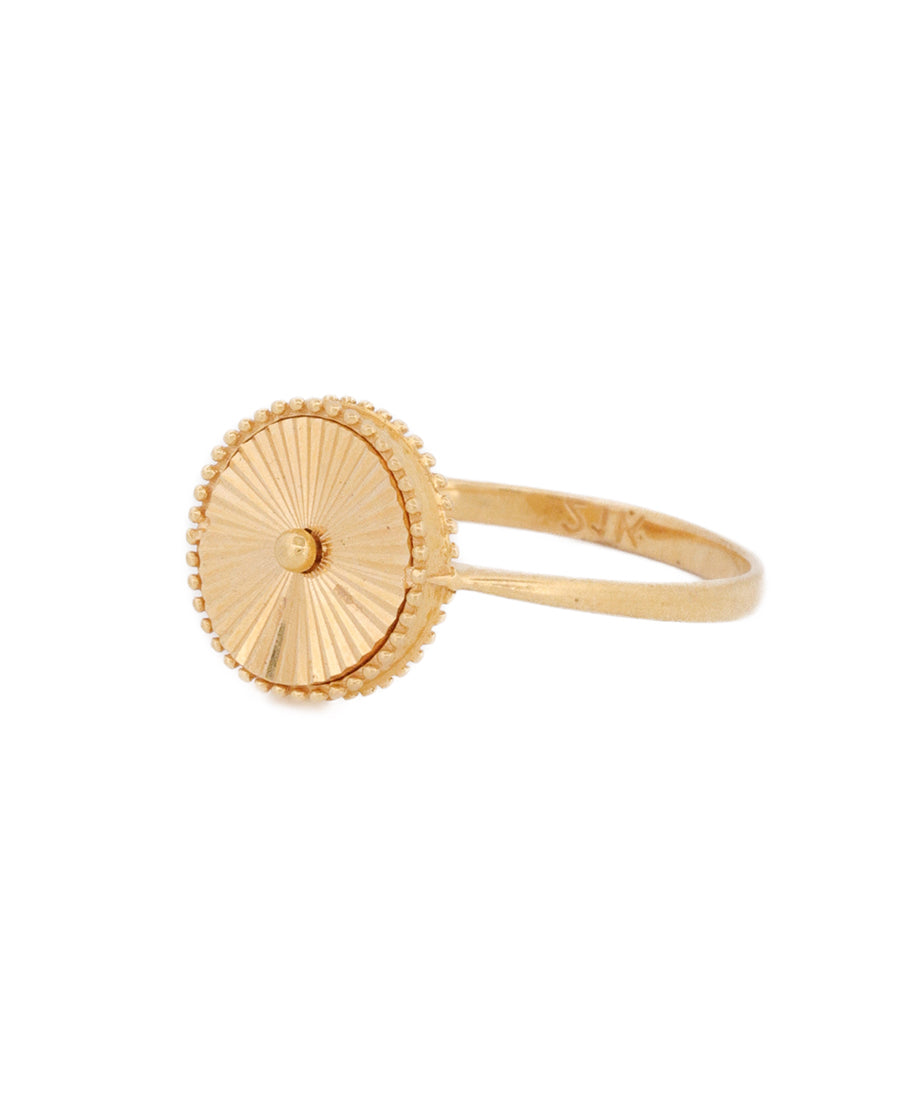 21K Gold Sunburst Round Ring – 2.4g Minimalist Design by Bigeasy Jewellers