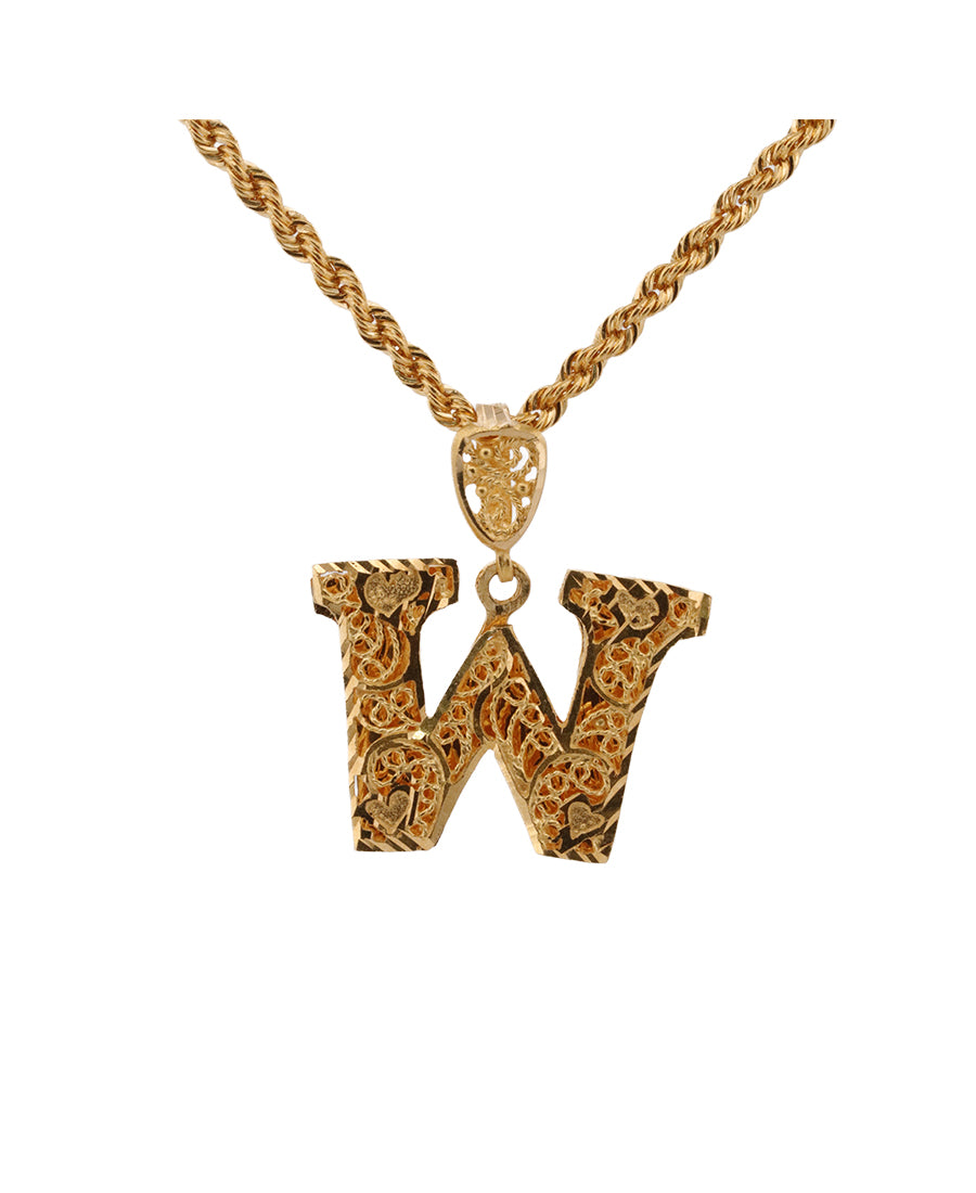 Gold Letter W Pendant Necklace – 3g, 0.7in | Bigeasy Jewellers