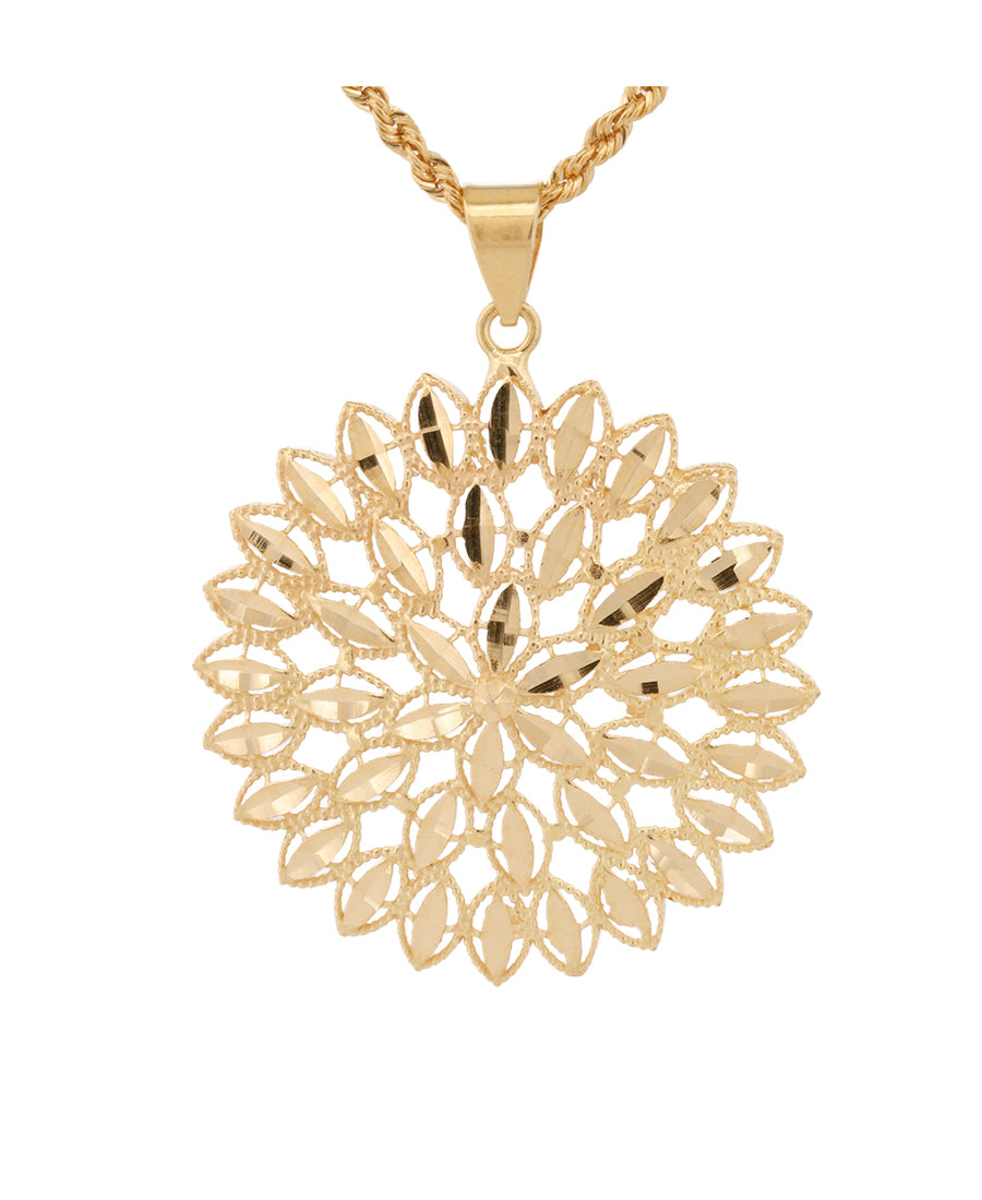 Gold Floral Filigree Pendant Necklace – 5.7g, 1.5in | Bigeasy Jewellers