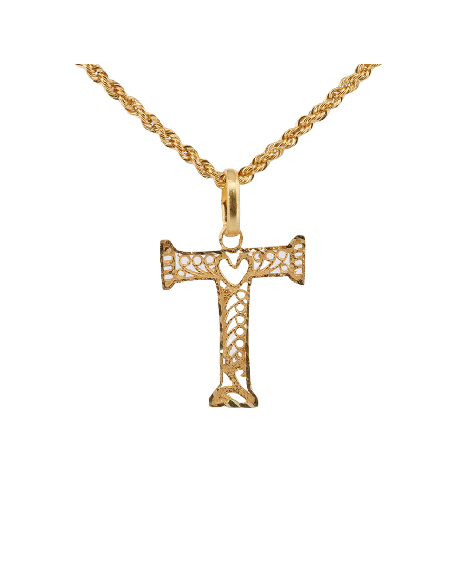 Gold Letter T Pendant Necklace – 0.96g | Bigeasy Jewellers