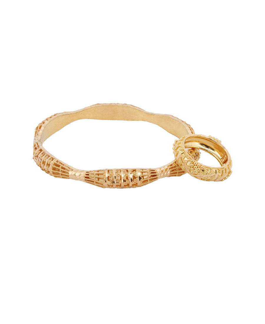 Bigeasy Jewellers 22K Gold Bangles & Ring Set – 9.75g & 5g, Size 2.5