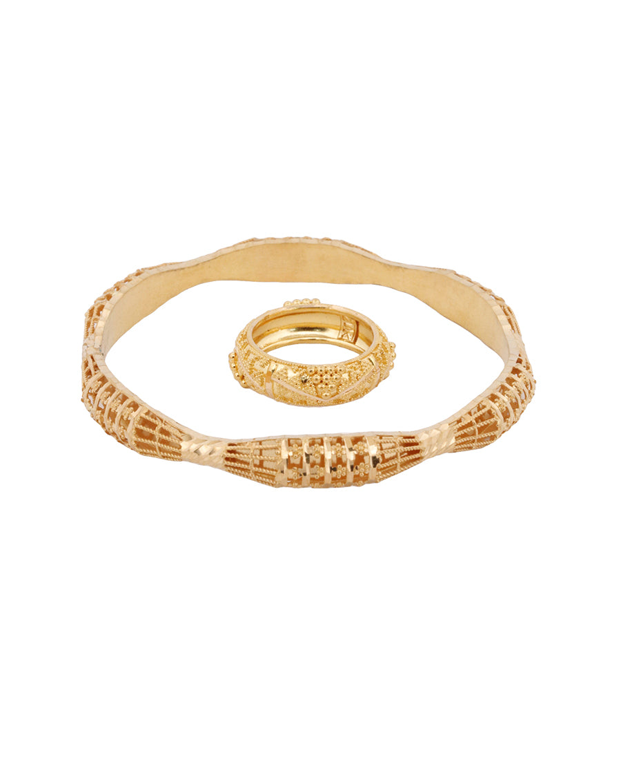 Bigeasy Jewellers 22K Gold Bangles & Ring Set – 9.75g & 5g, Size 2.5