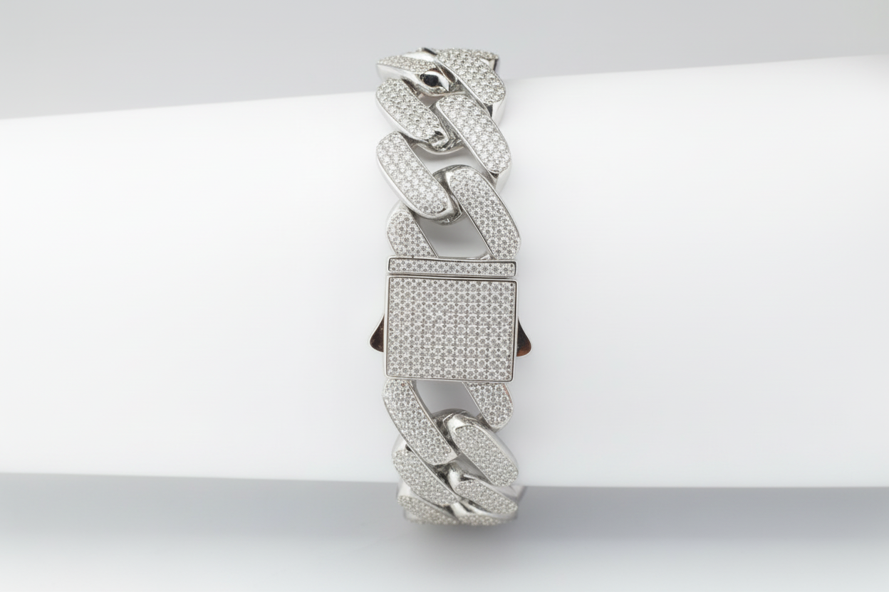 Rose gold bracelet on a white background