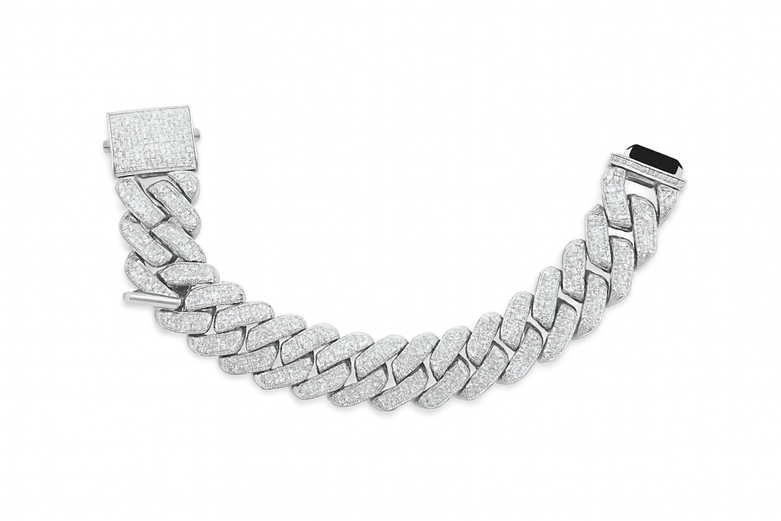 Silver chain bracelet on a white background