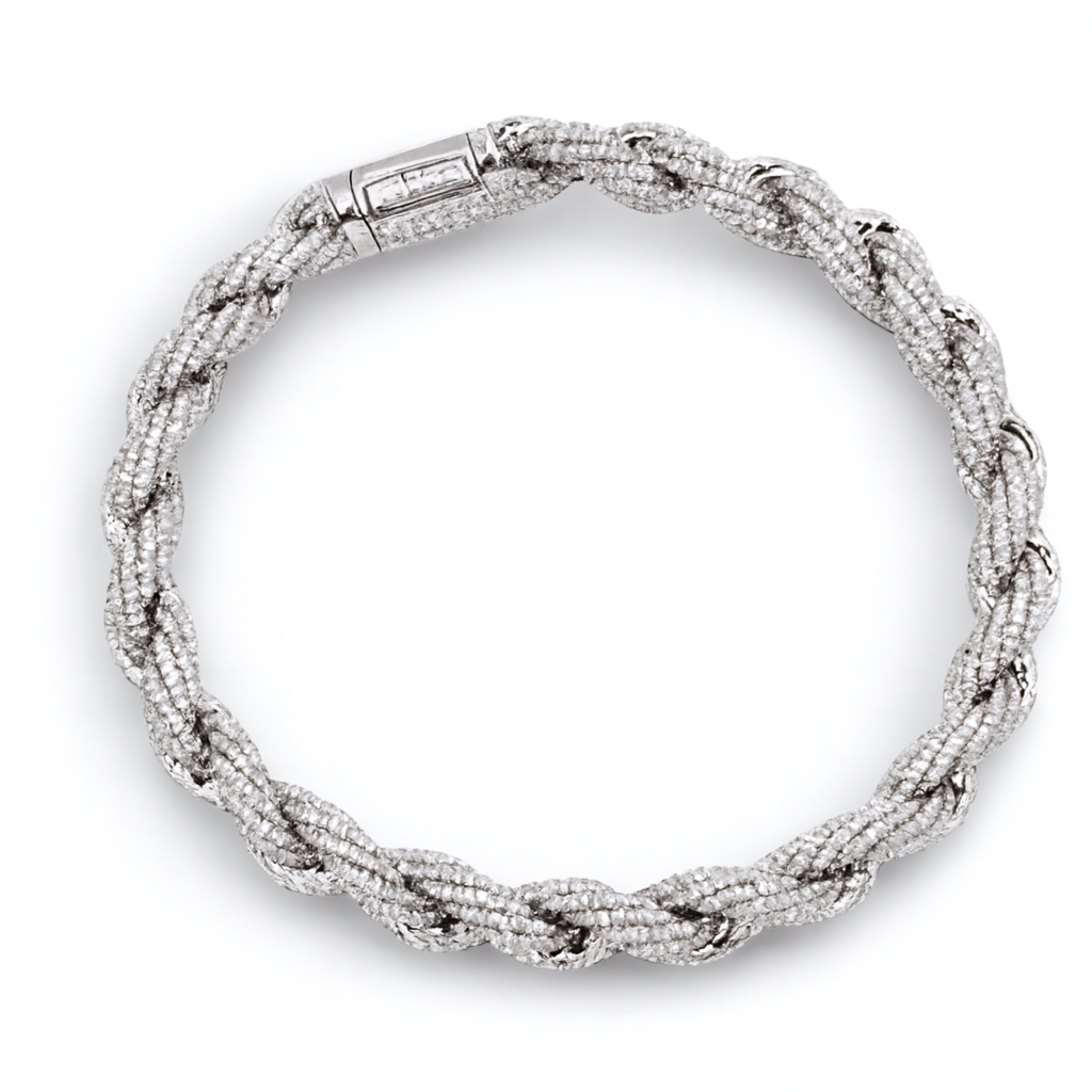 VVS Moissanite Rope Style Bracelet in 925 Sterling Silver – 18K White Gold Coated Fine Jewelry