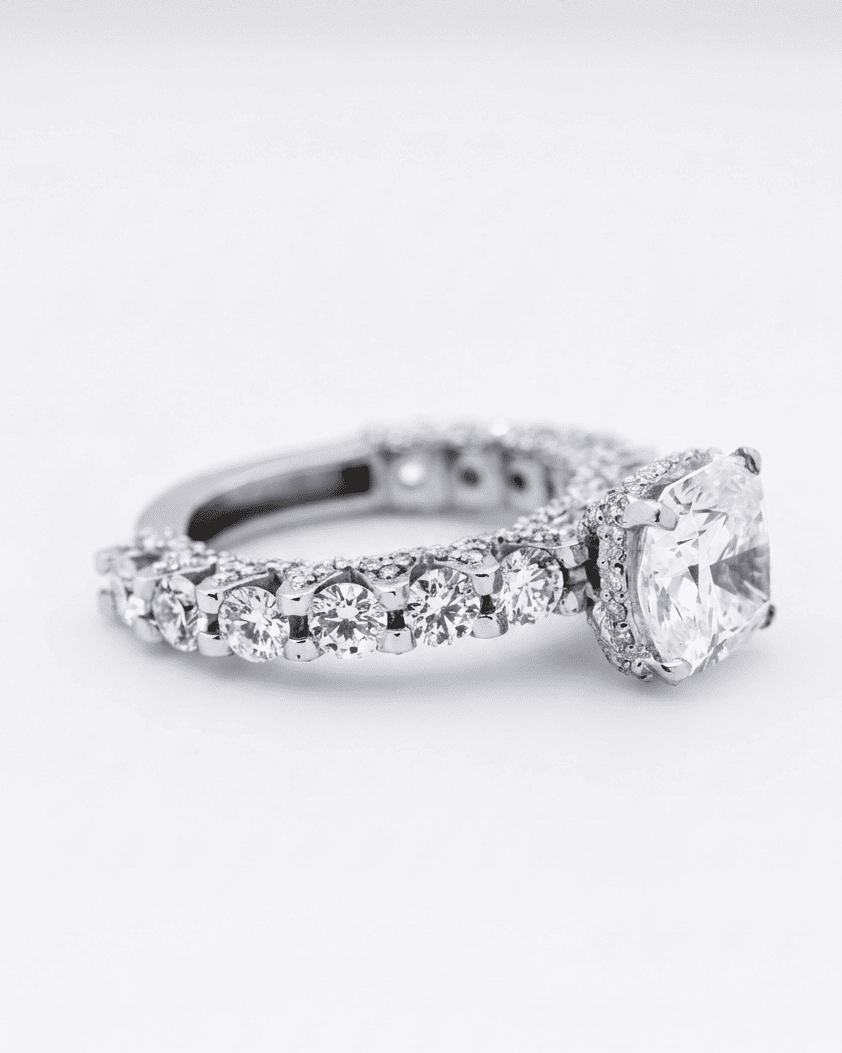 Diamond ring with a white background