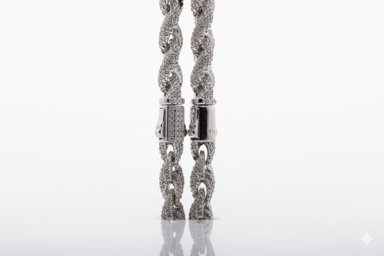 Silver braided bracelet on a white background