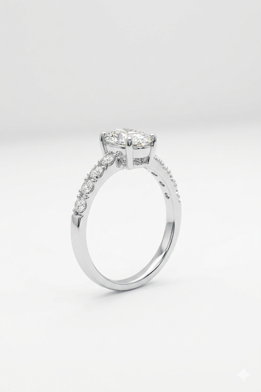 Diamond ring with a white background