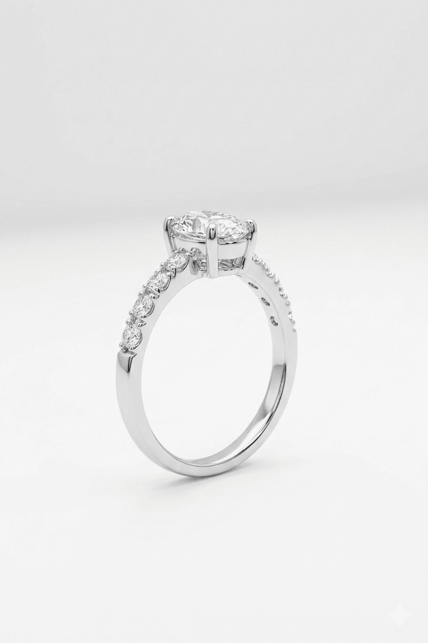 Diamond ring with a white background
