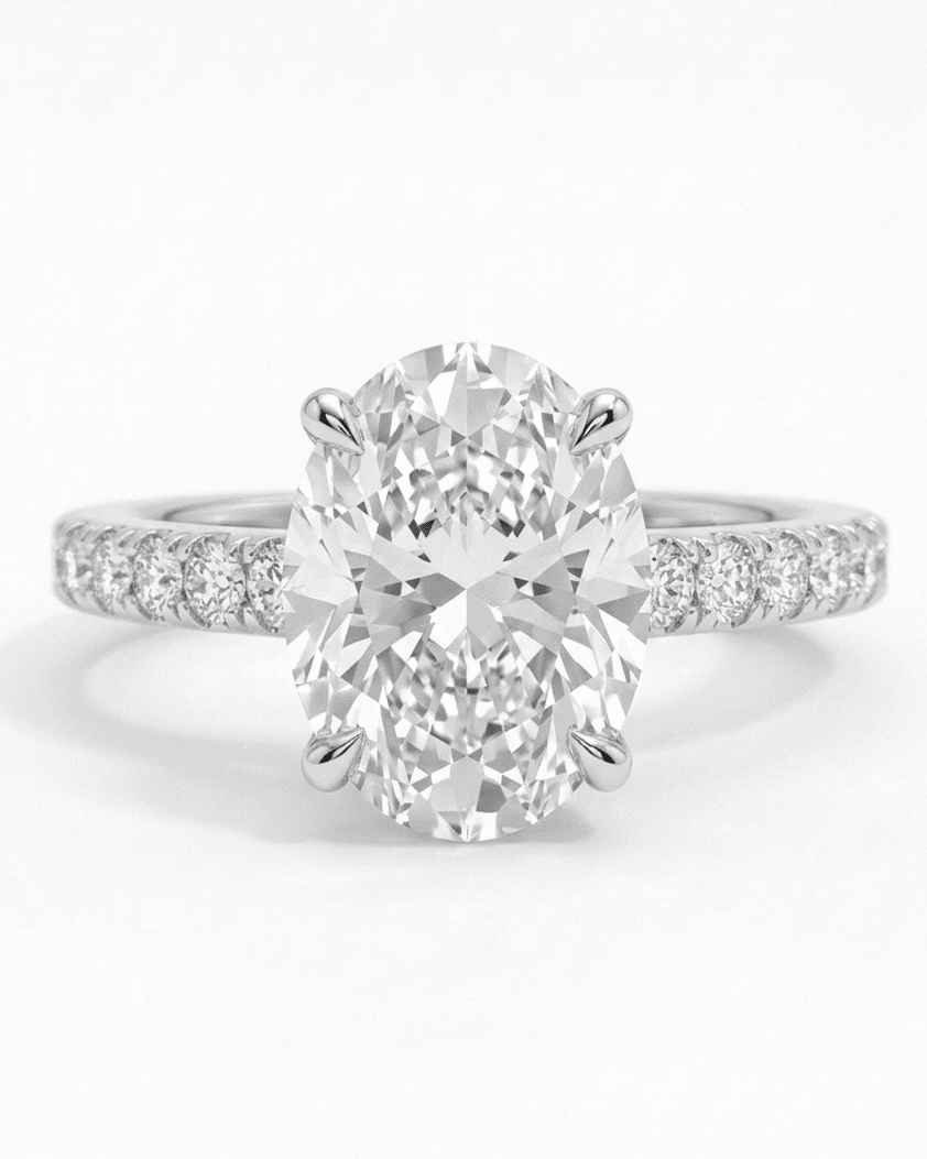 Diamond ring with a white background