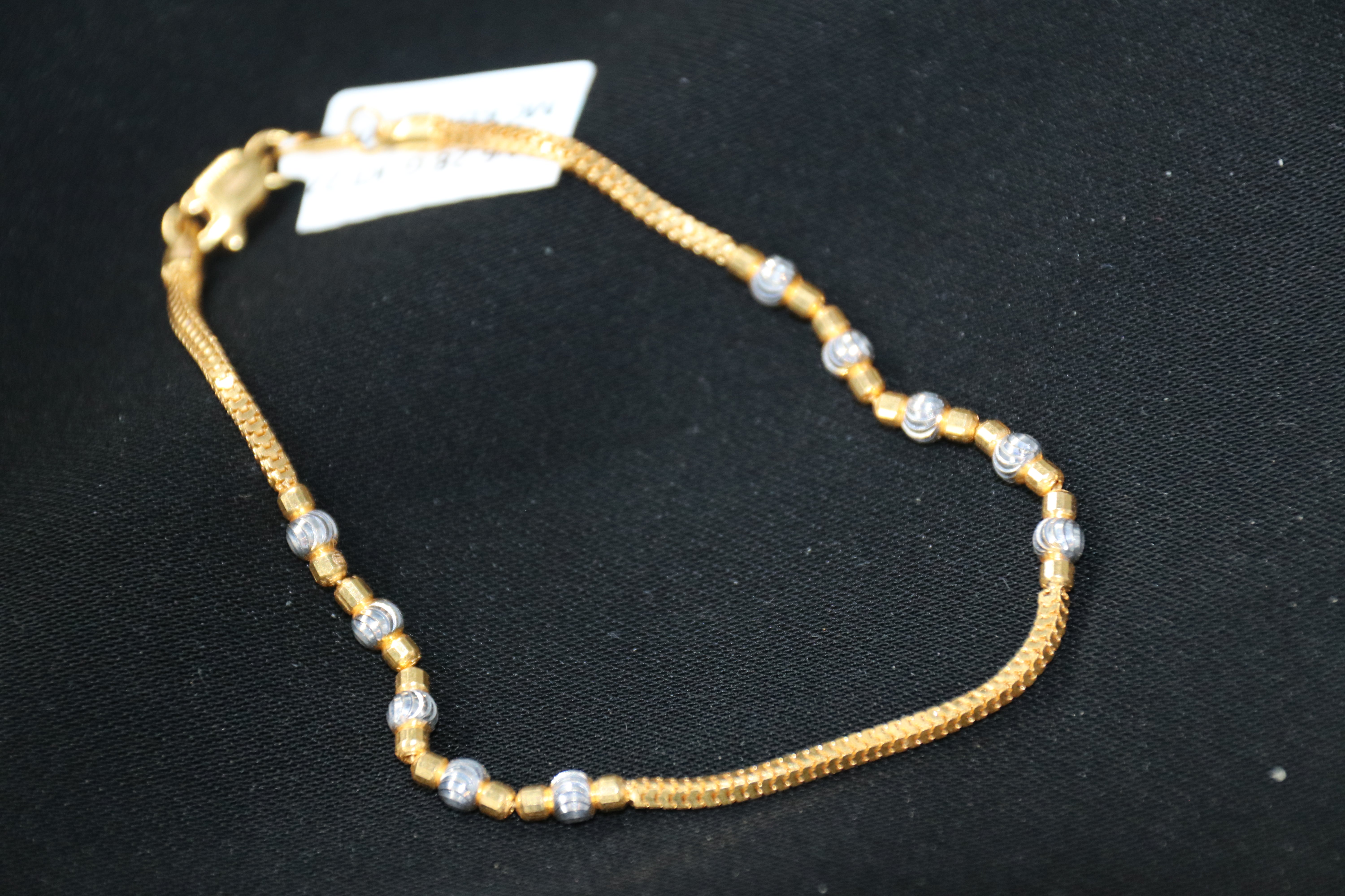 Solid Gold "Silver Beaded" Bracelet – Premium Finish | 22K Fine Gold Jewelry