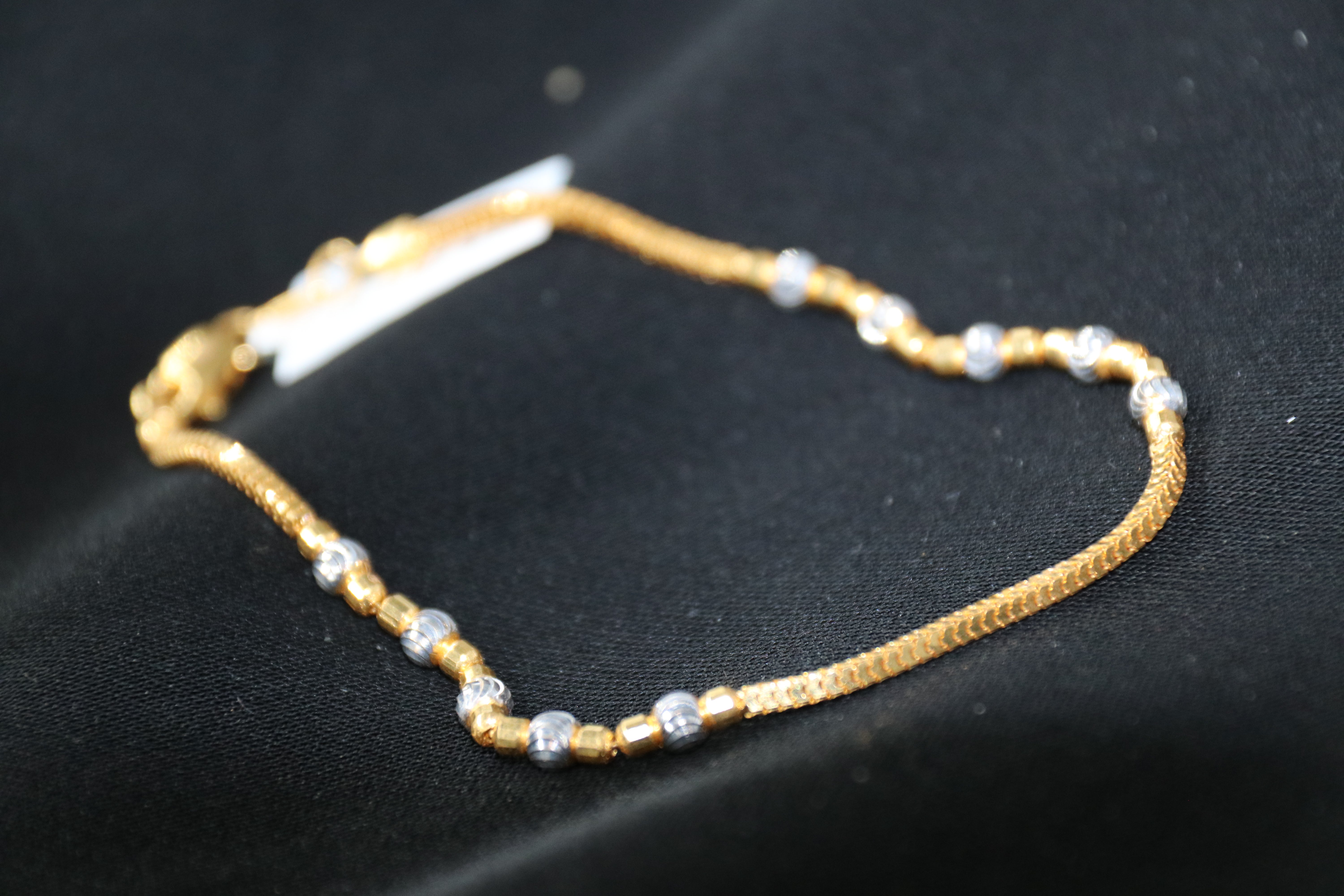 Solid Gold "Silver Beaded" Bracelet – Premium Finish | 22K Fine Gold Jewelry