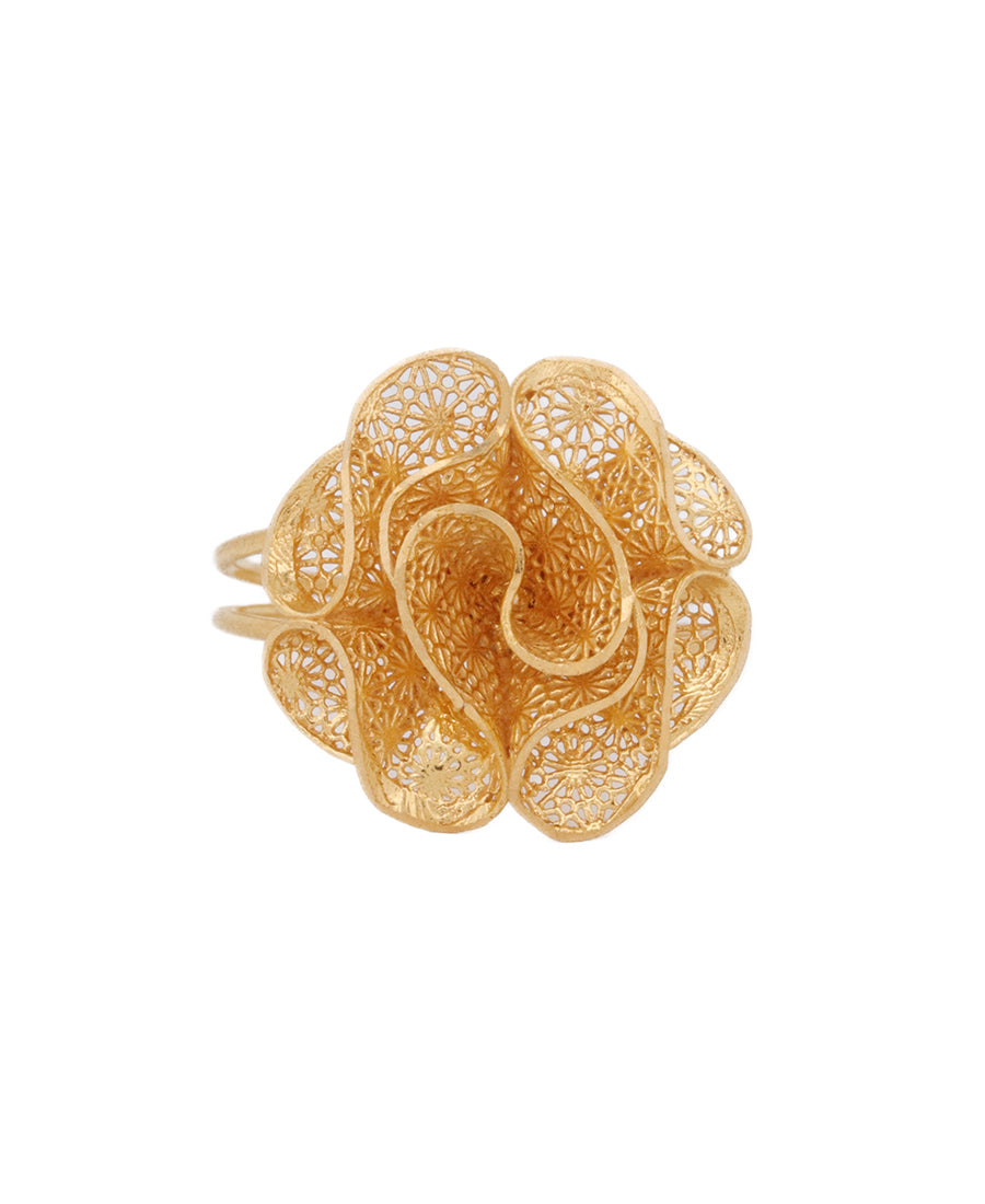 22K Gold Floral Filigree Ring – 3.96g Designer Jewelry | Bigeasy Jewellers