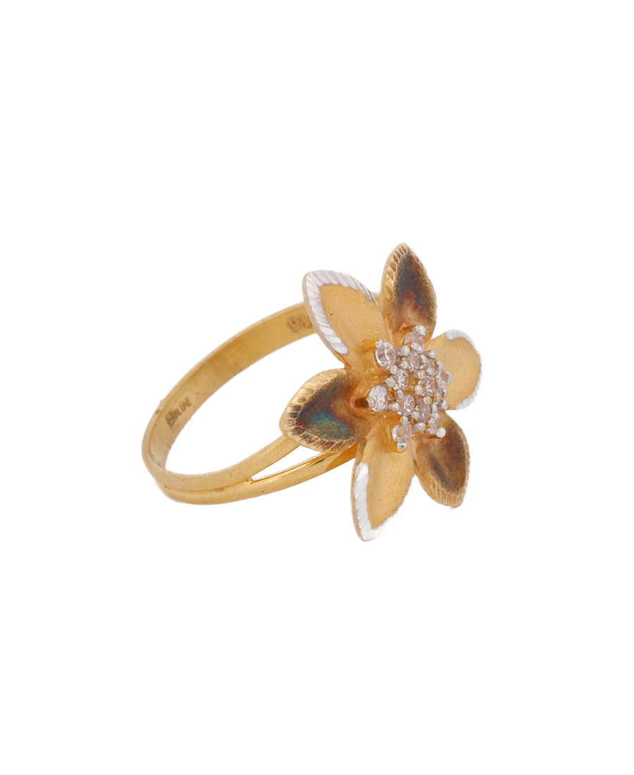22K Gold Floral Diamond-Accent Ring – 4.1g Elegant Jewelry | Bigeasy Jewellers