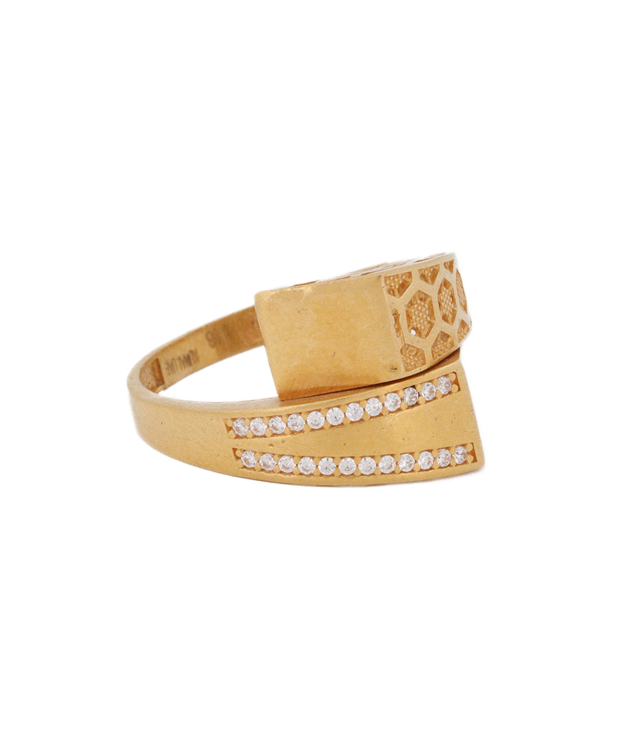 22K Gold Modern Geometric Ring – 5.7g Diamond-Accent | Bigeasy Jewellers