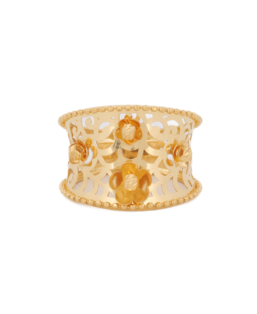 22K Gold Wide Floral Filigree Ring – 3.97g Elegant Jewelry | Bigeasy Jewellers