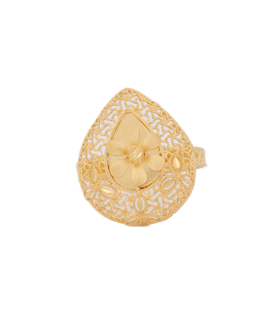 22K Gold Floral Filigree Ring – 3.25g Delicate Jewelry | Bigeasy Jewellers
